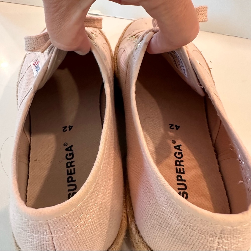 Superga Platform Sneakers in Light Pink with Natural Espadrille Sole - Picture 5 of 12